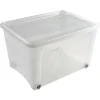 Gifi Rangement|Box de rangement à roulettes transparent 140L