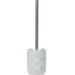 Gifi Equipement Wc^Brosse WC céramique design rosace blanc bleu