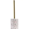 Gifi Equipement Wc^Brosse WC manche doré socle grès motif feuillage blanc vert Ø9,2xH36cm
