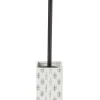 Gifi Equipement Wc^Brosse WC socle carré grès motif trait noir et blanc 9,2x9,2xH36cm