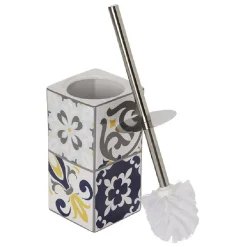 Gifi Equipement Wc^Brosse WC support céramique carreau de ciment blanc et bleu