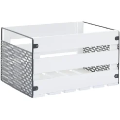 Gifi Rangement|Caisse de rangement en bois et métal - L32,5 x l18 x H24 cm