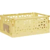 Gifi Rangement|Caisse pliable avec porte-étiquette jaune L25xl16,5xH10cm