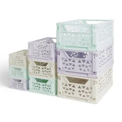 Gifi Rangement|Caisse pliable beige pastel 9,1L- 33x23xH14cm