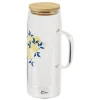 Best Gifi Carafe verre transparent motif citron avec bouchon bambou 1L Ø9xH23cm