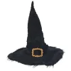 Gifi Beauté^Chapeau de sorcière noir à poils avec ornement doré
