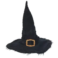 Gifi Beauté^Chapeau de sorcière noir à poils avec ornement doré