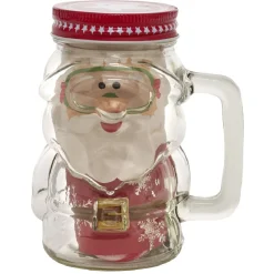 Outlet Gifi Chope en verre père Noël avec cookies et sucre d'orge