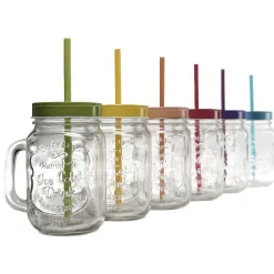 Best Gifi Chope transparente avec couvercle coloré et paille X 6