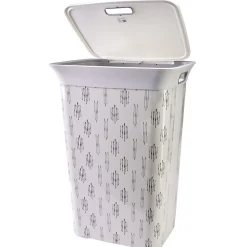 Gifi Entretien Du Linge|Coffre à linge blanc et gris 60L