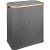 Gifi Entretien Du Linge|Coffre à linge rectangulaire 50L bambou et polyester gris