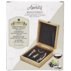 Best Gifi Coffret sommelier accessoires pour le vin en bambou 4 pièces