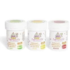 Online Gifi Colorant alimentaire en poudre Framboiselle rouge jaune vert x3