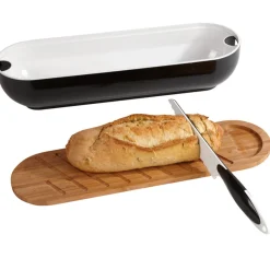 New Gifi Corbeille 3 en 1 boîte à pain avec planche bambou et couteau