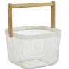 New Gifi Corbeille à fruits maille métal blanc avec anse naturel
