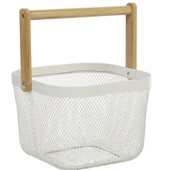 New Gifi Corbeille à fruits maille métal blanc avec anse naturel