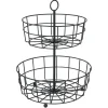 Clearance Gifi Corbeille à fruits 2 niveaux métal noir Ø28xH38cm