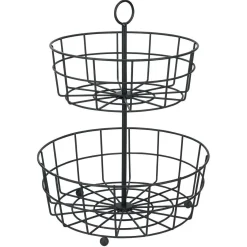 Clearance Gifi Corbeille à fruits 2 niveaux métal noir Ø28xH38cm