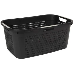 Gifi Entretien Du Linge|Corbeille à linge avec poignées design rotin noire 40 L