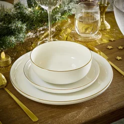 Sale Gifi Coupelle Oslo faïence blanche avec bord doré Ø20cm