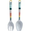 New Gifi Couverts à salade blancs motif bayadère multicolore x2