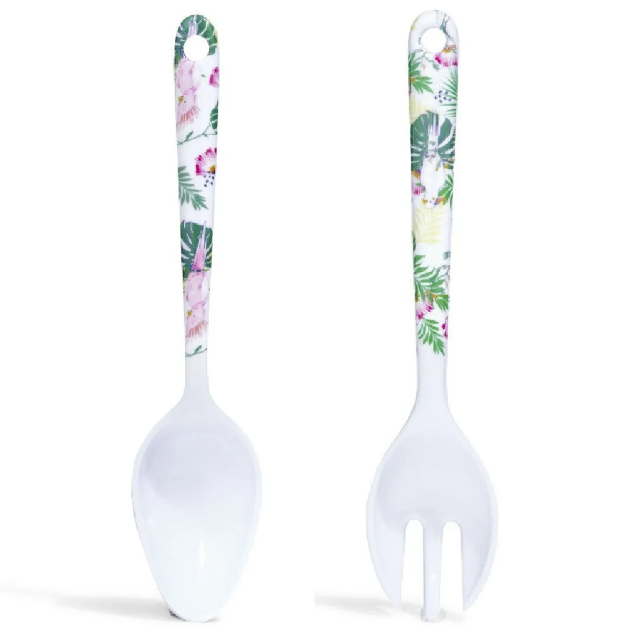 Sale Gifi Couverts à salade oiseau tropical en plastique