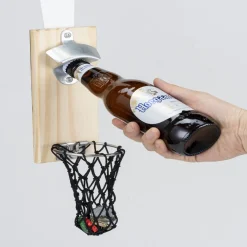 Sale Gifi Décapsuleur mural basketball en bois 8x5xH20cm