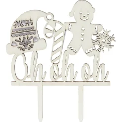 Gifi Décoration gâteau de Noël en bois beige
