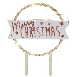 Hot Gifi Décoration gâteau de Noël à LED en bois beige