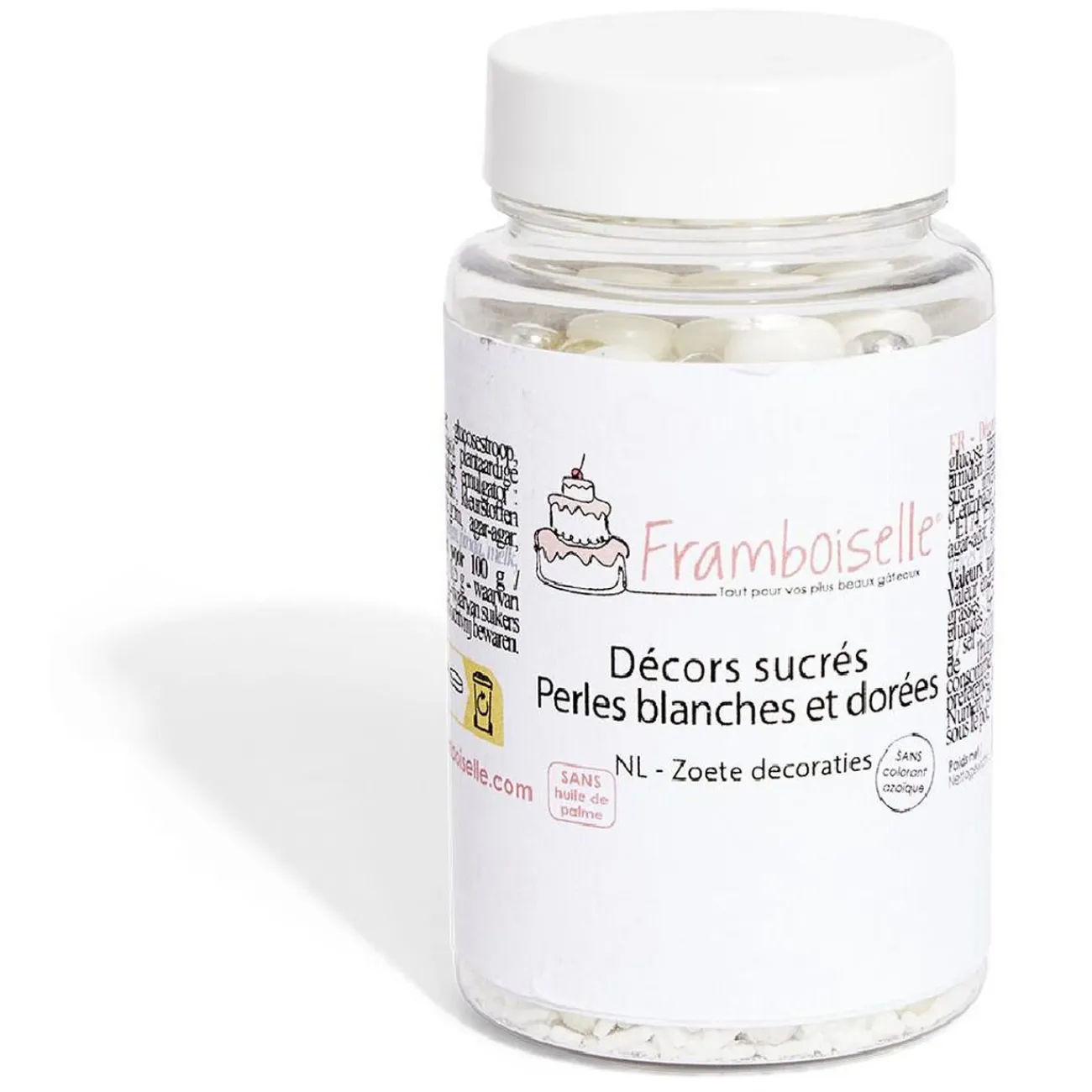 Discount Gifi Décor sucré perle blanche et dorée Framboiselle