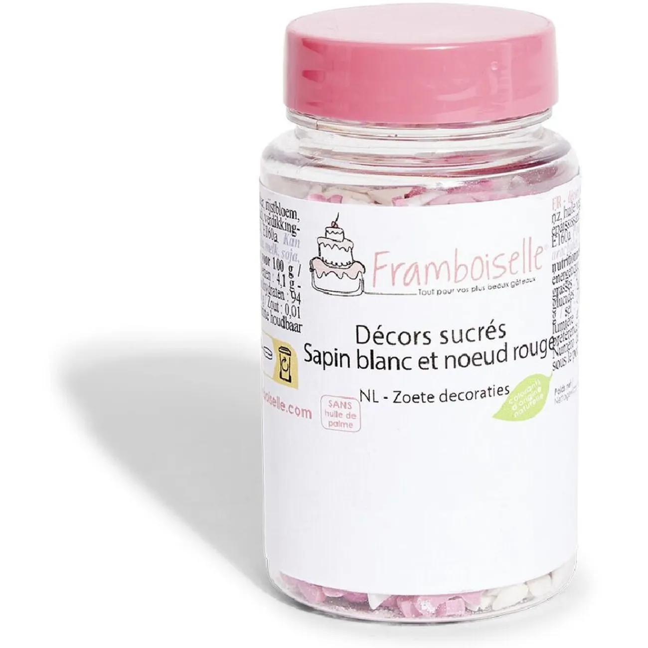 Discount Gifi Décor sucré sapin blanc et noeud rouge Framboiselle 50g