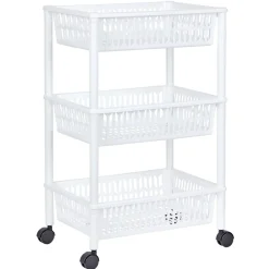 Clearance Gifi Desserte de cuisine 3 niveaux panières blanches