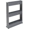 Discount Gifi Desserte de cuisine à roulettes 3 niveaux gris 54,5x12,5xH.72cm