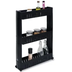 Online Gifi Desserte de cuisine à roulettes 3 niveaux noir 54,5x12,5xH.72cm