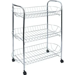 New Gifi Desserte en métal gris 3 niveaux - L.51xl.26,5xH.57cm