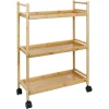 Online Gifi Desserte 3 niveaux à roulettes bambou et MDF 51,5x22,5xH71cm