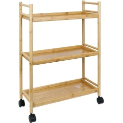 Online Gifi Desserte 3 niveaux à roulettes bambou et MDF 51,5x22,5xH71cm