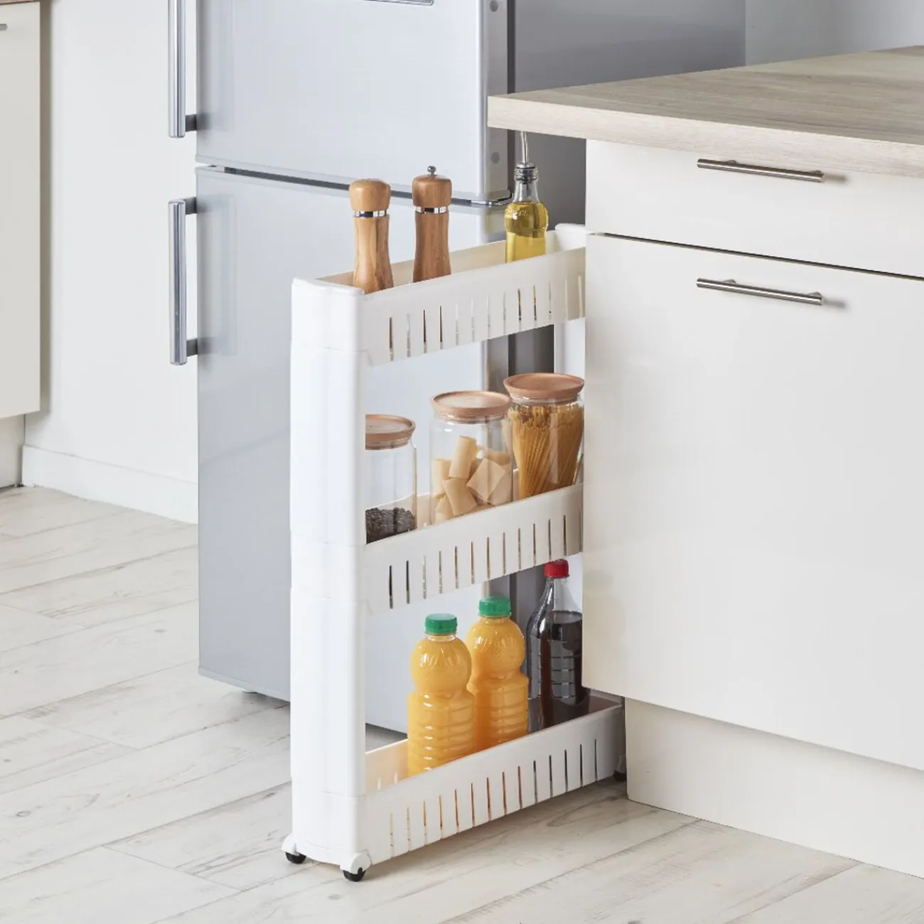 New Gifi Desserte resserre cuisine étroite sur roulettes 3 niveaux
