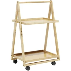 Best Gifi Desserte à roulettes bambou 2 niveaux 50x38xH78cm
