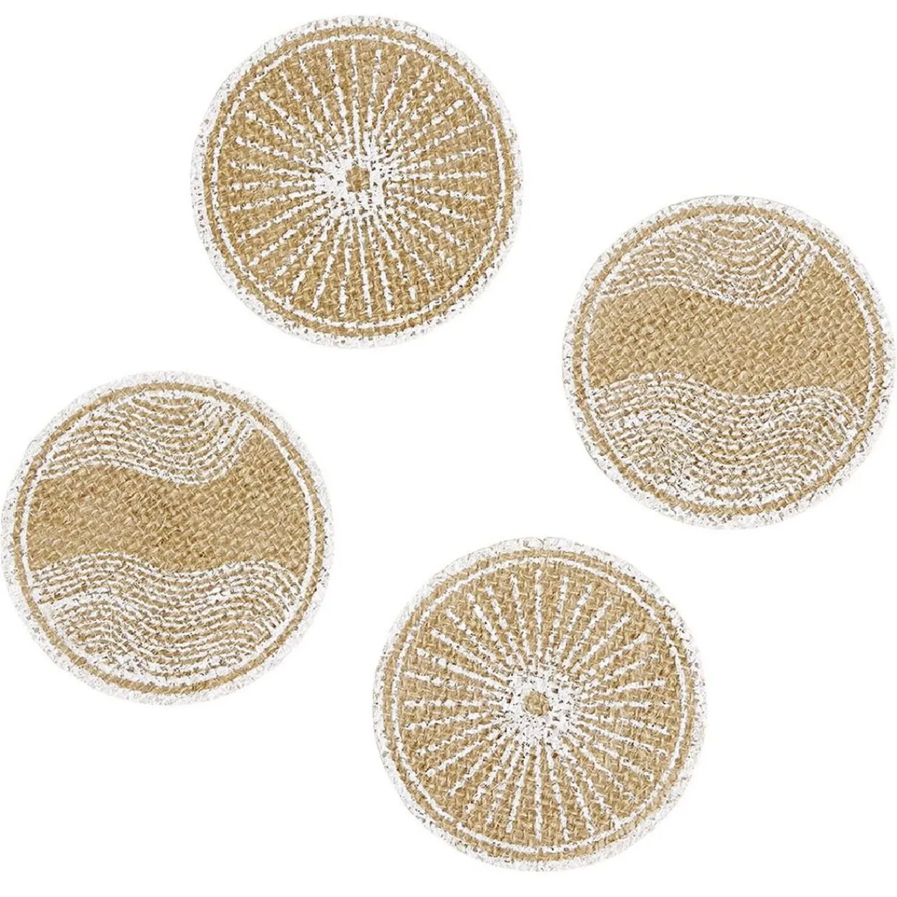 Best Gifi Dessous de verre jute naturel et blanc Ø8,5cm x4