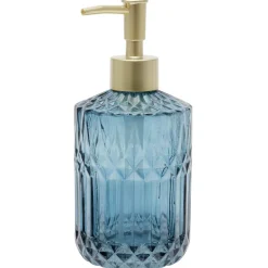Gifi Aménagement Salle De Bain^Distributeur de savon en verre effet cristallin bleu Ø8xH17,5cm