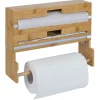 Outlet Gifi Distributeur film alimentaire et essuie-tout bambou 33,5x10xH25cm