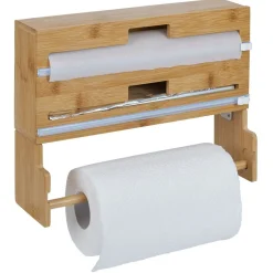 Outlet Gifi Distributeur film alimentaire et essuie-tout bambou 33,5x10xH25cm