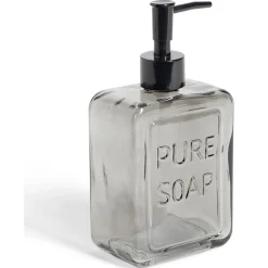 Gifi Aménagement Salle De Bain^Distributeur à savon 500ml inscription Pure Soap en verre 4 coloris