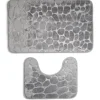 Gifi Aménagement Salle De Bain^Ensemble tapis de bain et contour WC à mémoire de forme beige ou gris