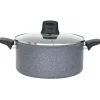 Clearance Gifi Faitout Tefal aluminium effet pierre avec couvercle verre Ø 24 cm