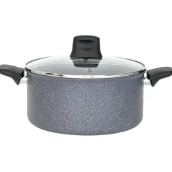 Clearance Gifi Faitout Tefal aluminium effet pierre avec couvercle verre Ø 24 cm
