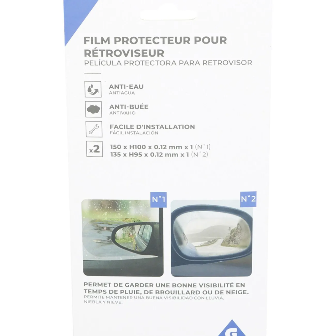 Gifi Colle Et Adhésif^Fim de protection pour rétroviseur anti pluie anti buée x2