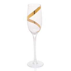 Best Gifi Flûte à champagne transparent motif ruban doré x3
