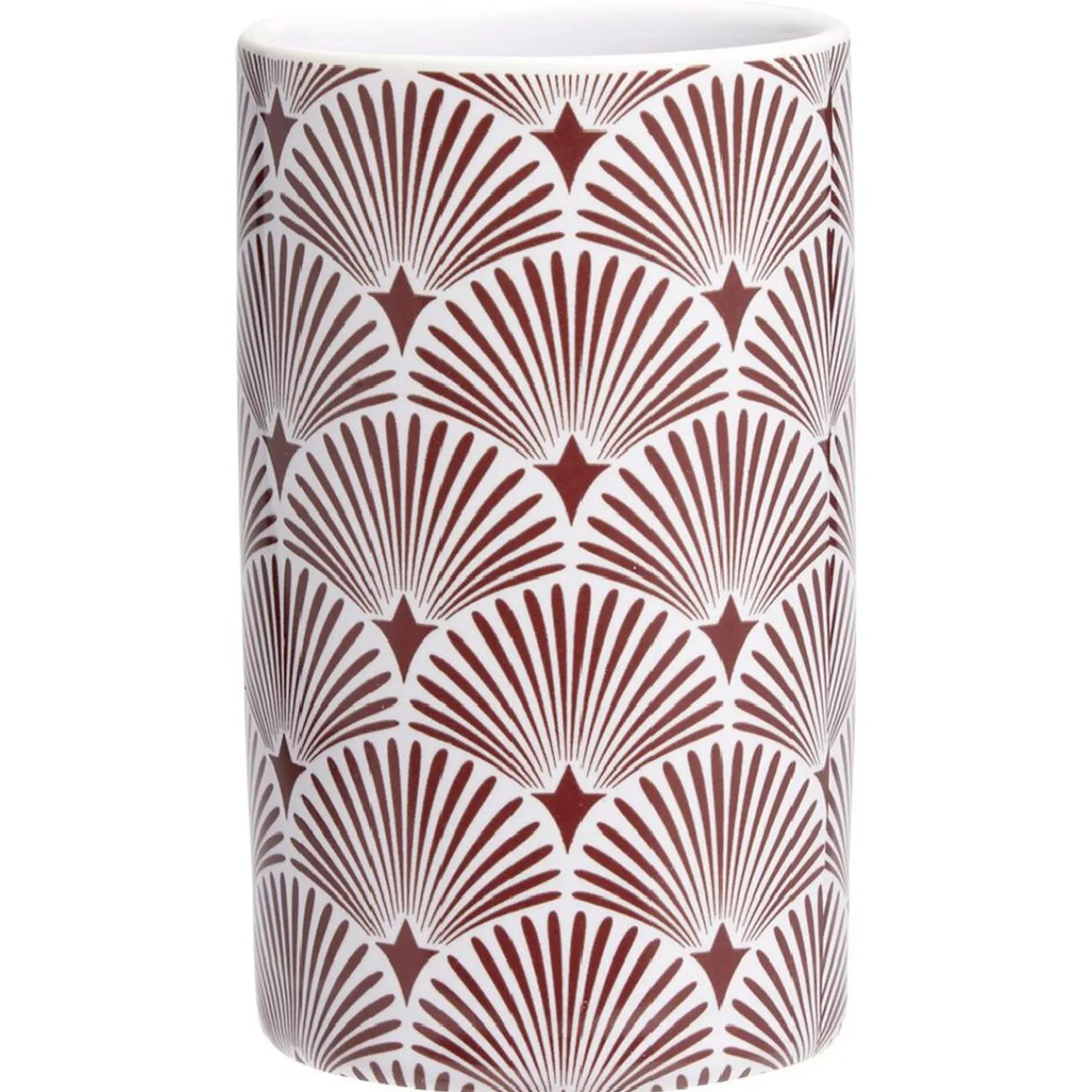Gifi Aménagement Salle De Bain^Gobelet céramique vague japonaise blanc et rouge Ø6xH10,5cm